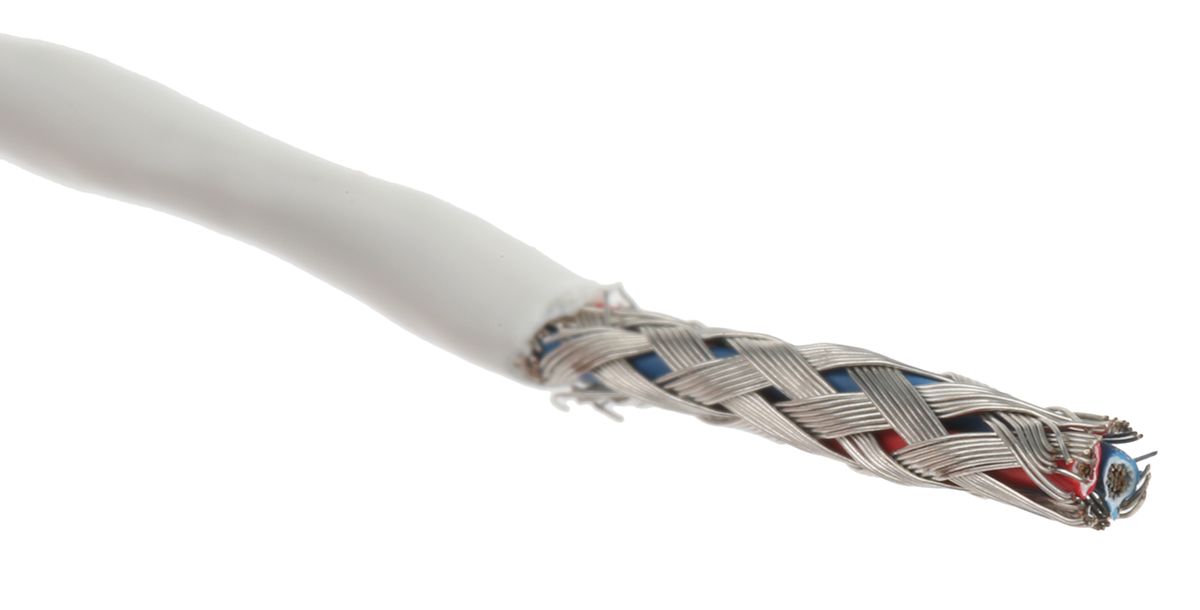 TE Connectivity Twisted Pair Data Cable, 1 Pairs, 0.25 mm², 2 Cores, 24 AWG, Screened, 100m, White Sheath