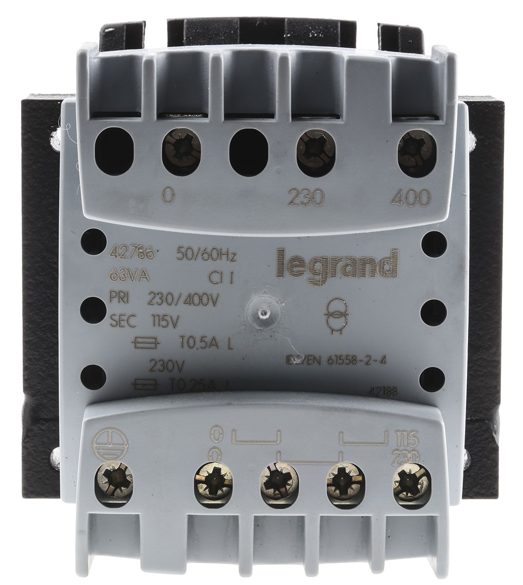 0 427 86 Legrand 63VA DIN Rail Transformer, 230 → 400V Primary, 115 →