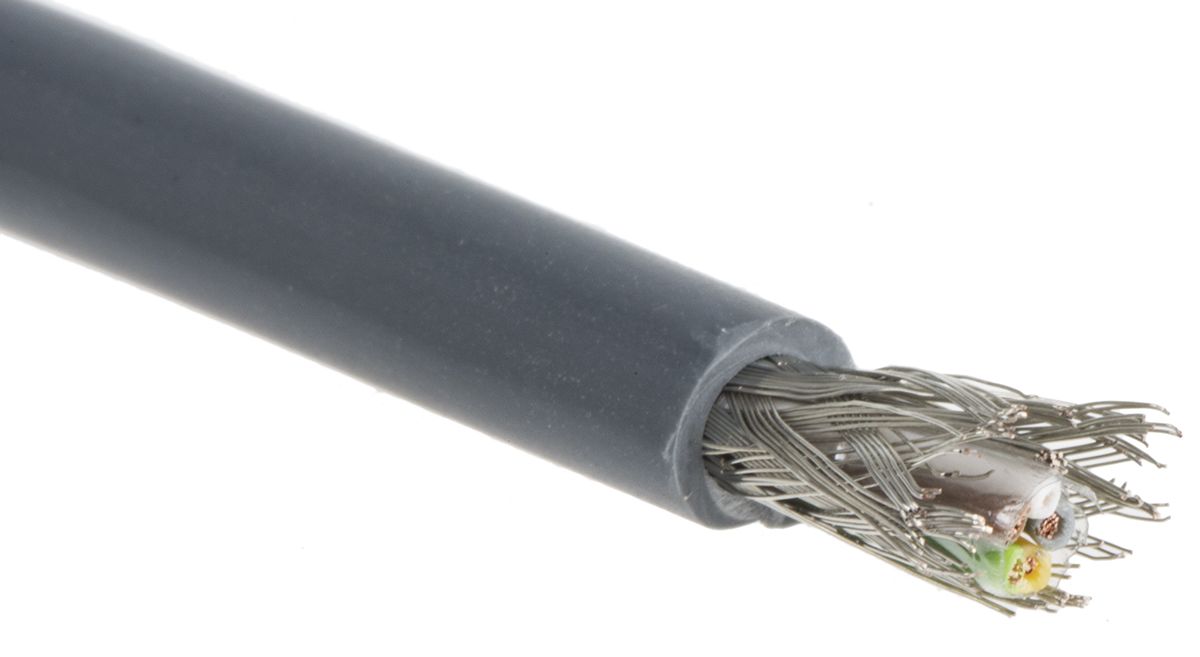 RS PRO Screened Multicore Industrial Cable, 0.14 mm², 26 AWG, 100m, Grey Sheath