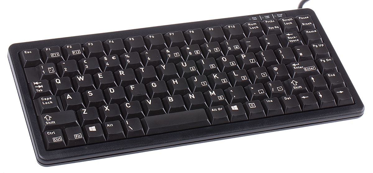Cherry Wired PS/2, USB Compact Keyboard, QWERTY (UK), Black