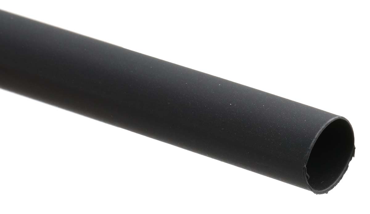 RS PRO Heat Shrink Tubing, Black 9.5mm Sleeve Dia. x 1.2m Length 2:1 ...