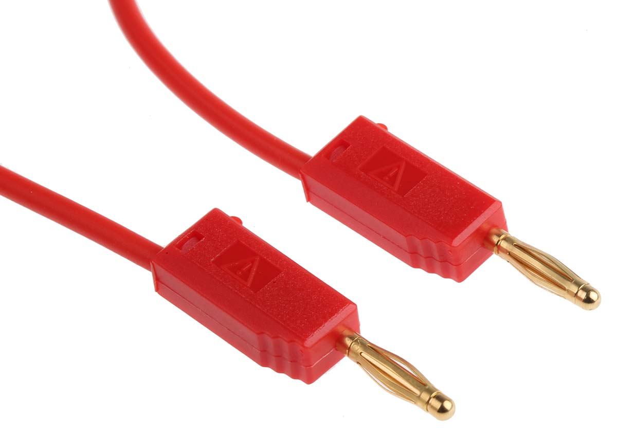 Staubli 2 mm Connector Test Lead, 10A, 30 V ac, 60V dc, Red, 500mm Lead Length