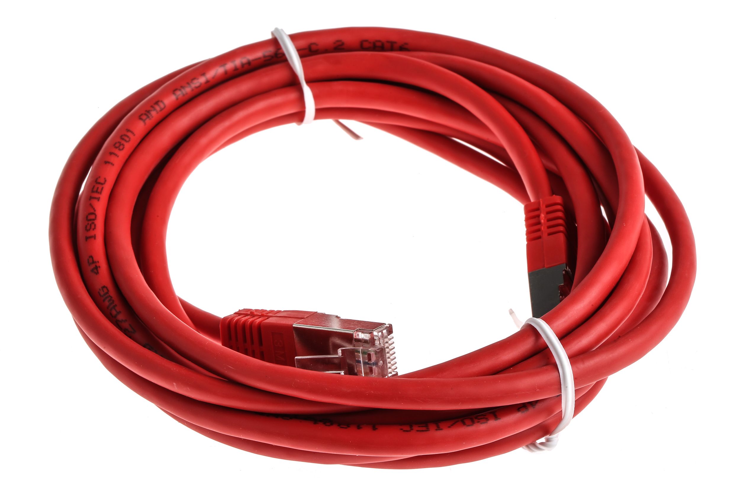 RS PRO Cat6 Ethernet Cable, RJ45 to RJ45, S/FTP Shield, Red PVC Sheath .