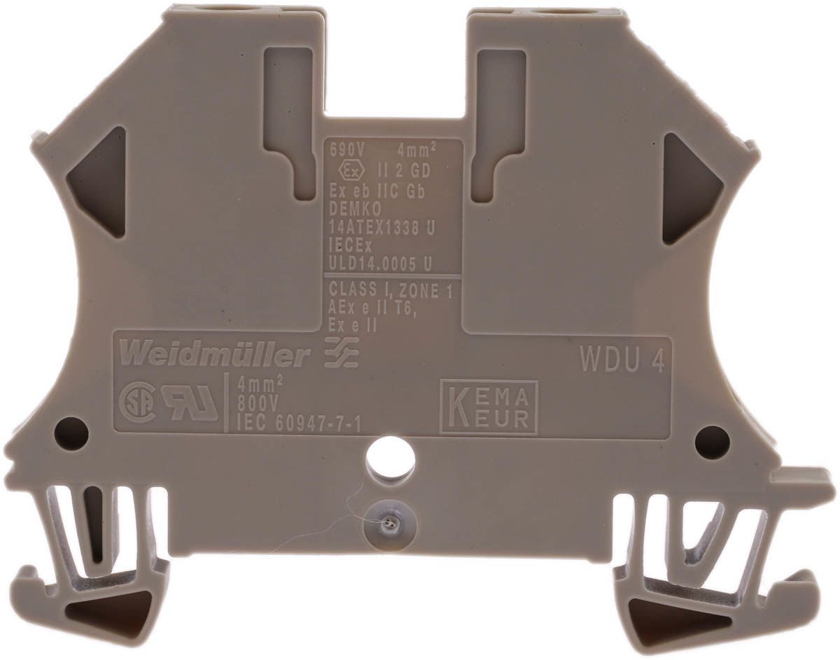 1020100000 Weidmuller Beige WDU Feed Through Terminal Block, Single