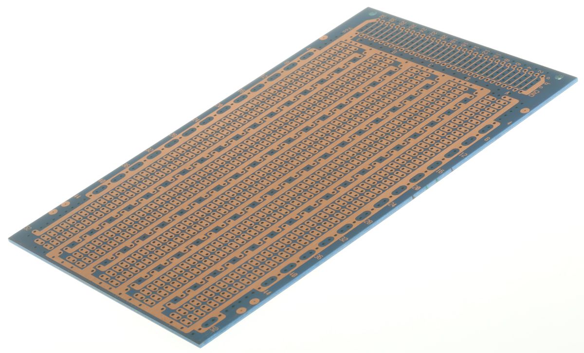 10-0581, Single Sided Eurocard FR2 With 53 x 5 1.02mm Holes, 100 x 160 x 1.6mm