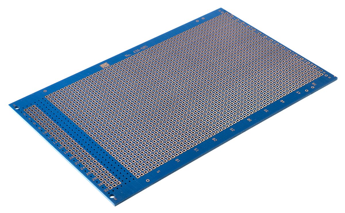 Carte matrice, Simple face Vero Technologies au pas de 2.54mm, 160 x 100 x 1.6mm, DIN 41612, FR4