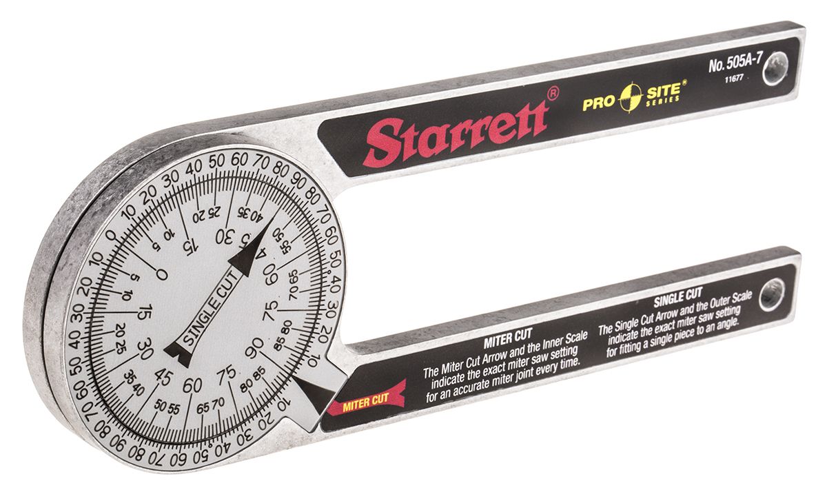 Starrett Metric Prosite Protractor, 7 in Aluminium Blade