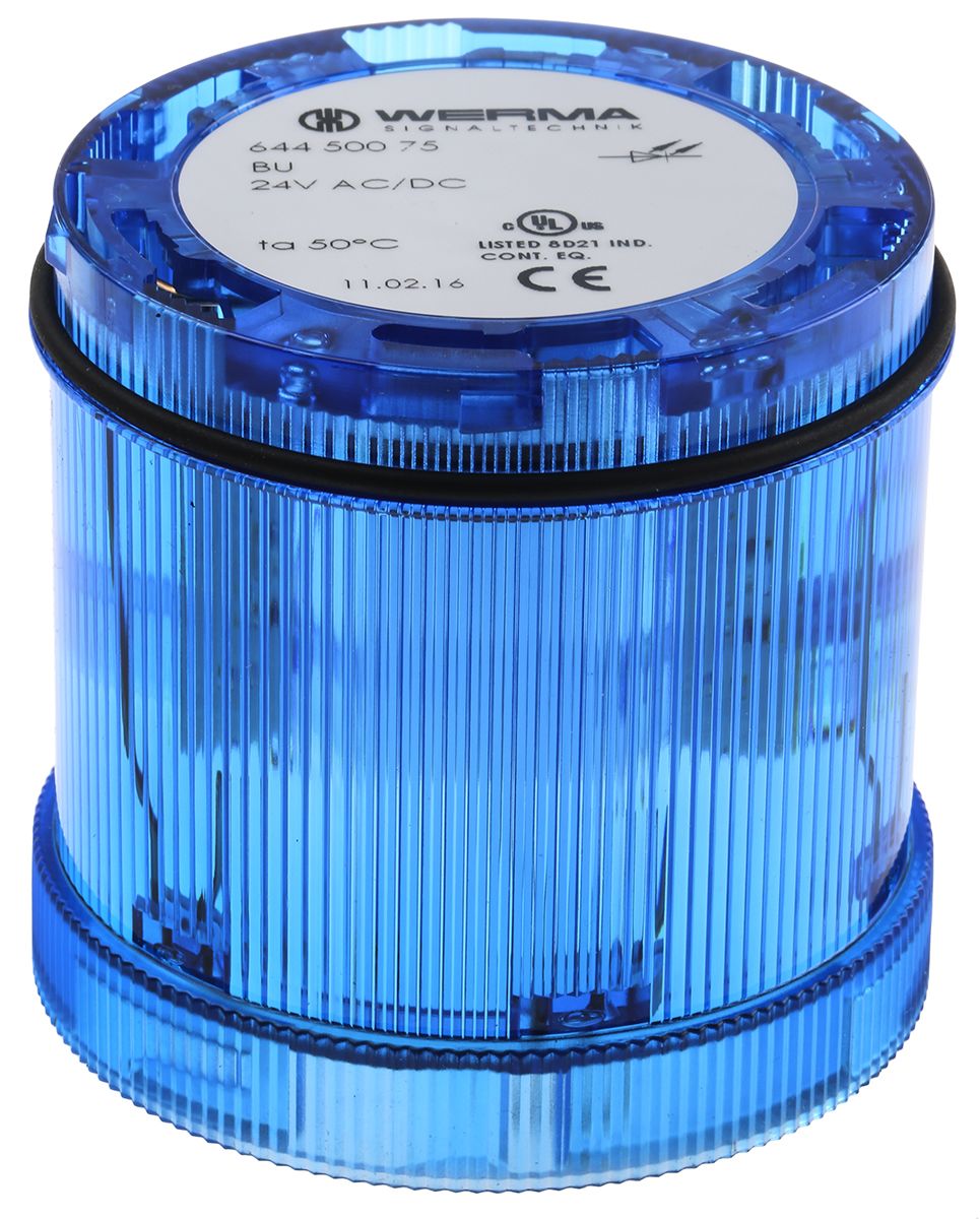 Werma 644 Series Blue Steady Effect Beacon Unit, 24 V dc, LED Bulb, AC, DC, IP65
