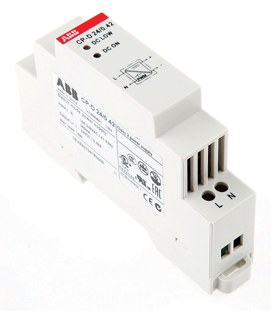 ABB CP-D Switch Mode DIN Rail Power Supply 90 → 264V ac Input, 24V dc Output, 400mA 10W