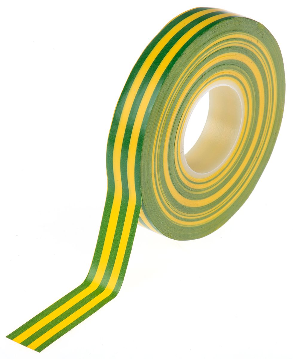 Advance Tapes Elektromos szigetelőszalag, 12mm x 20m, 0.13mm vastag, Zöld/sárga