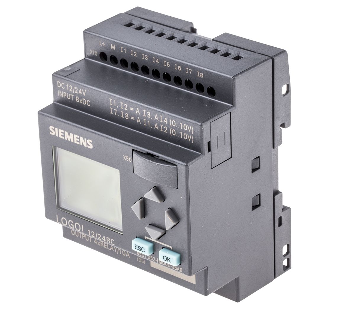 6ED10521MD000BA6 Siemens LOGO! 6 Logic Module, 12 → 24 V dc Relay, 8