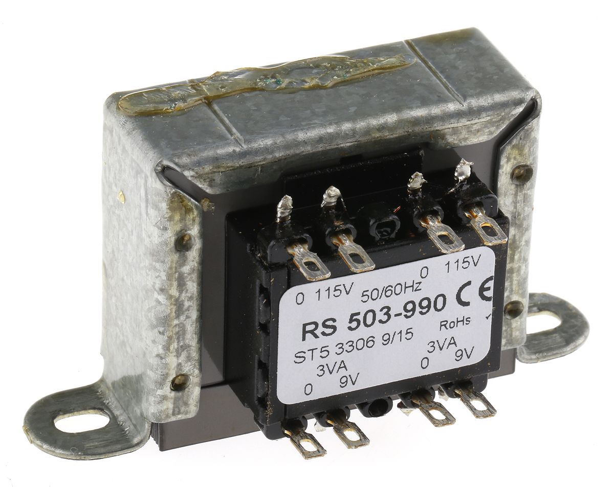 RS PRO 6VA 2 Output Chassis Mounting Transformer, 9V ac
