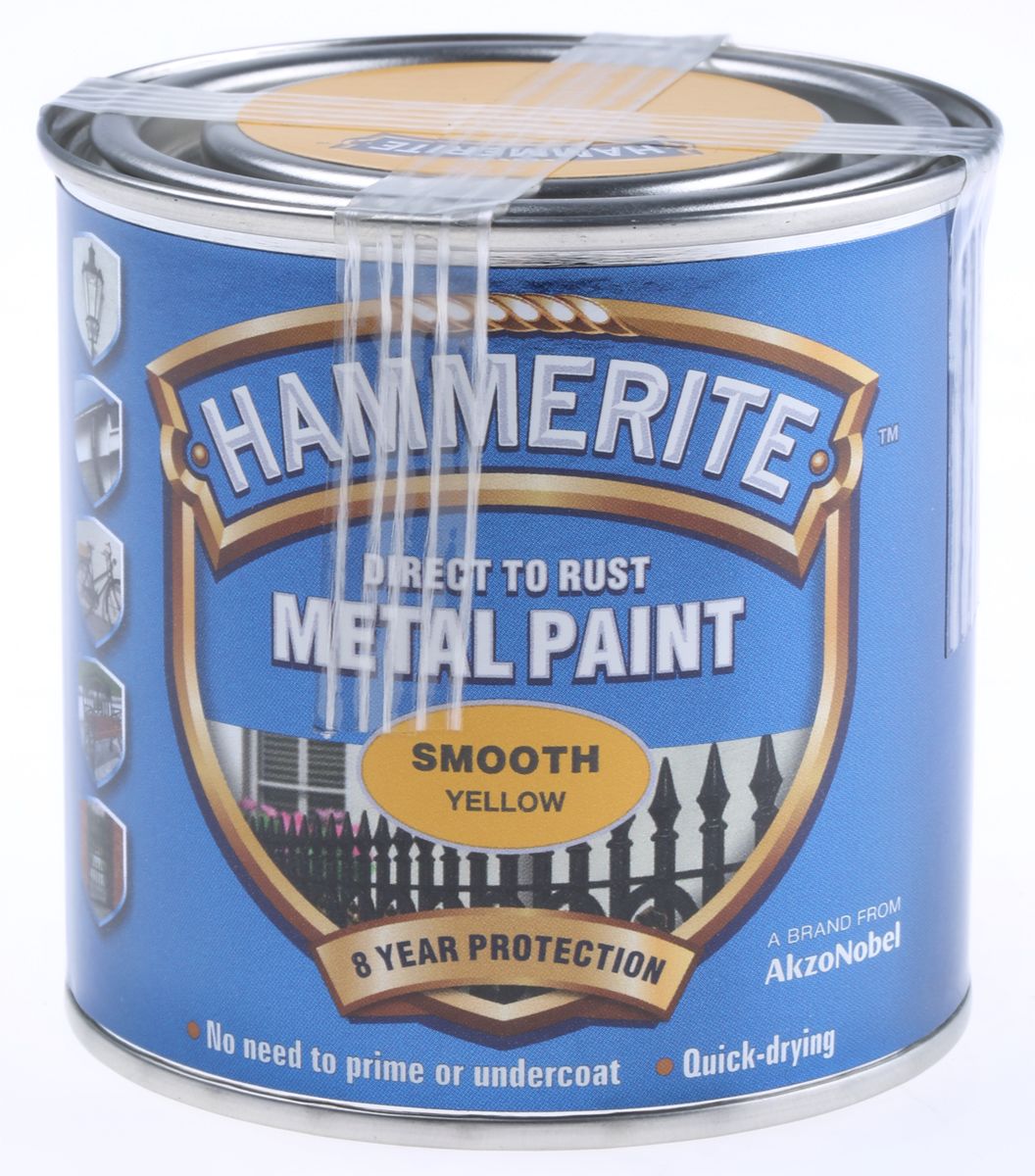 HAM6722201 Hammerite Metal Paint in Smooth Yellow 250ml RS
