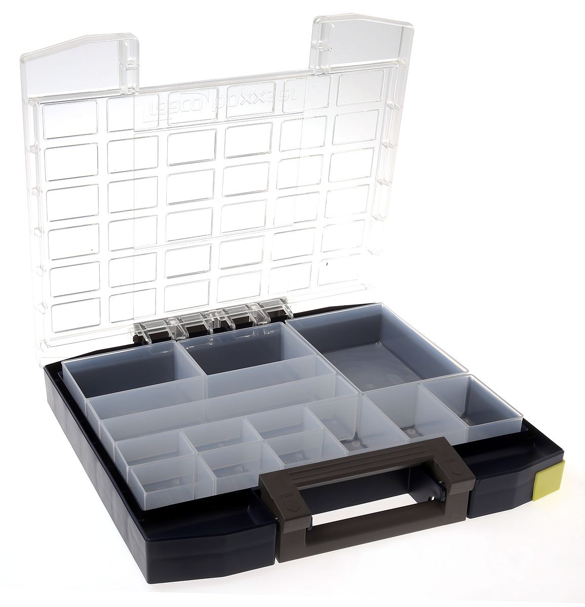 134842 | Raaco 14 Cell Blue PC, PP Compartment Box, 55mm x 354mm x ...