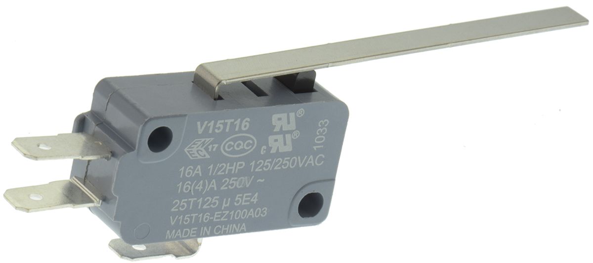 V15T16EZ100A03 Honeywell Long Leaf Lever Micro Switch, Tab Terminal
