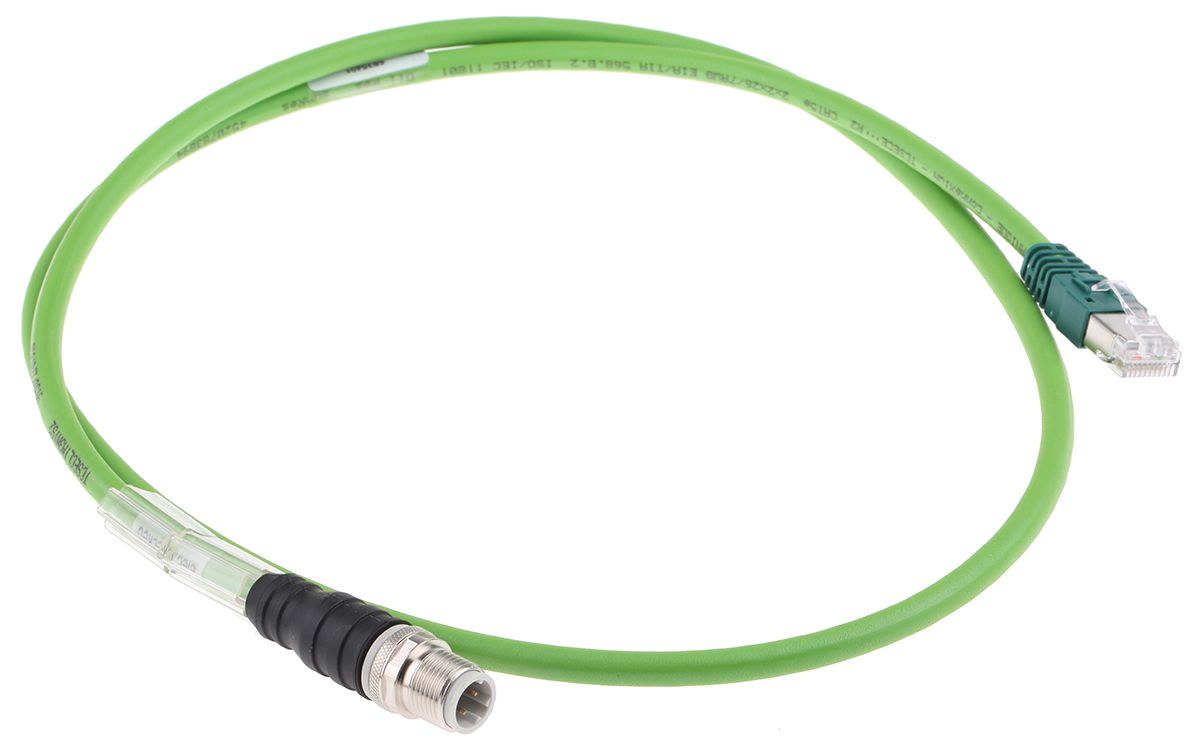 Schneider Electric Straight Male M12 to Straight Male RJ45 Ethernet Cable, 4 Core, PVC, 1m