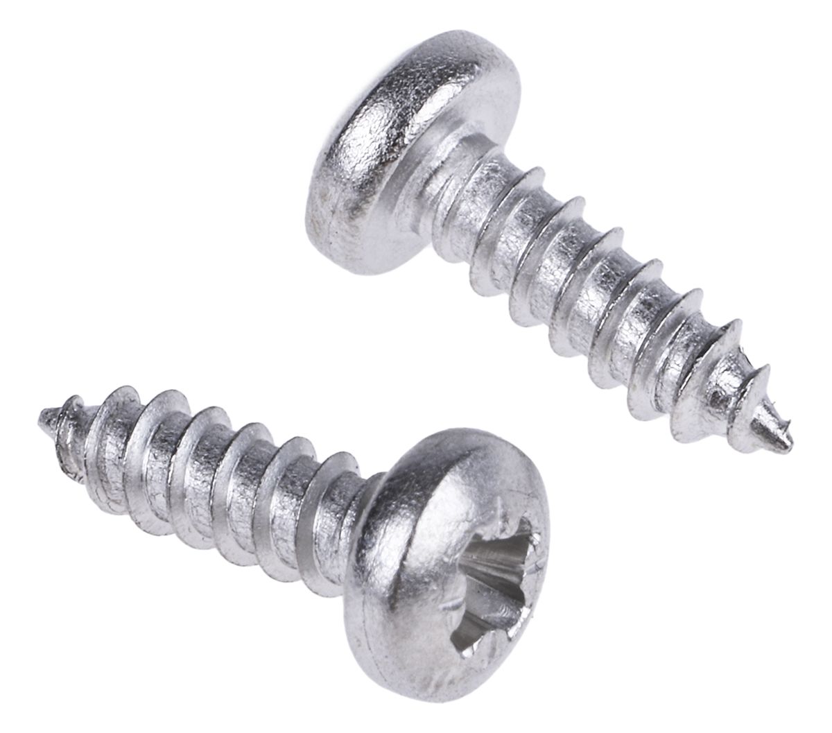 RS PRO Plain Stainless Steel Pan Head Self Tapping Screw, N°4 x 3/8in Long 9.5mm Long