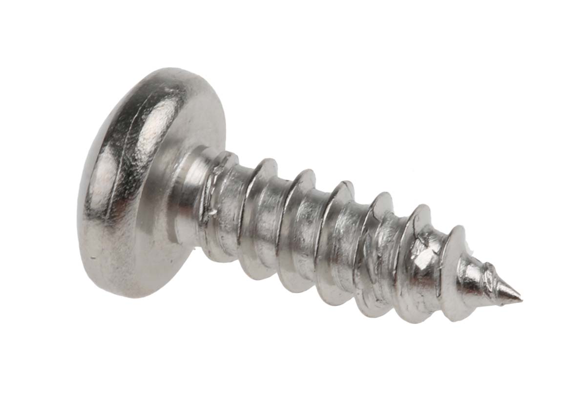 RS PRO Plain Stainless Steel Pan Head Self Tapping Screw, N°8 x 1/2in Long 13mm Long