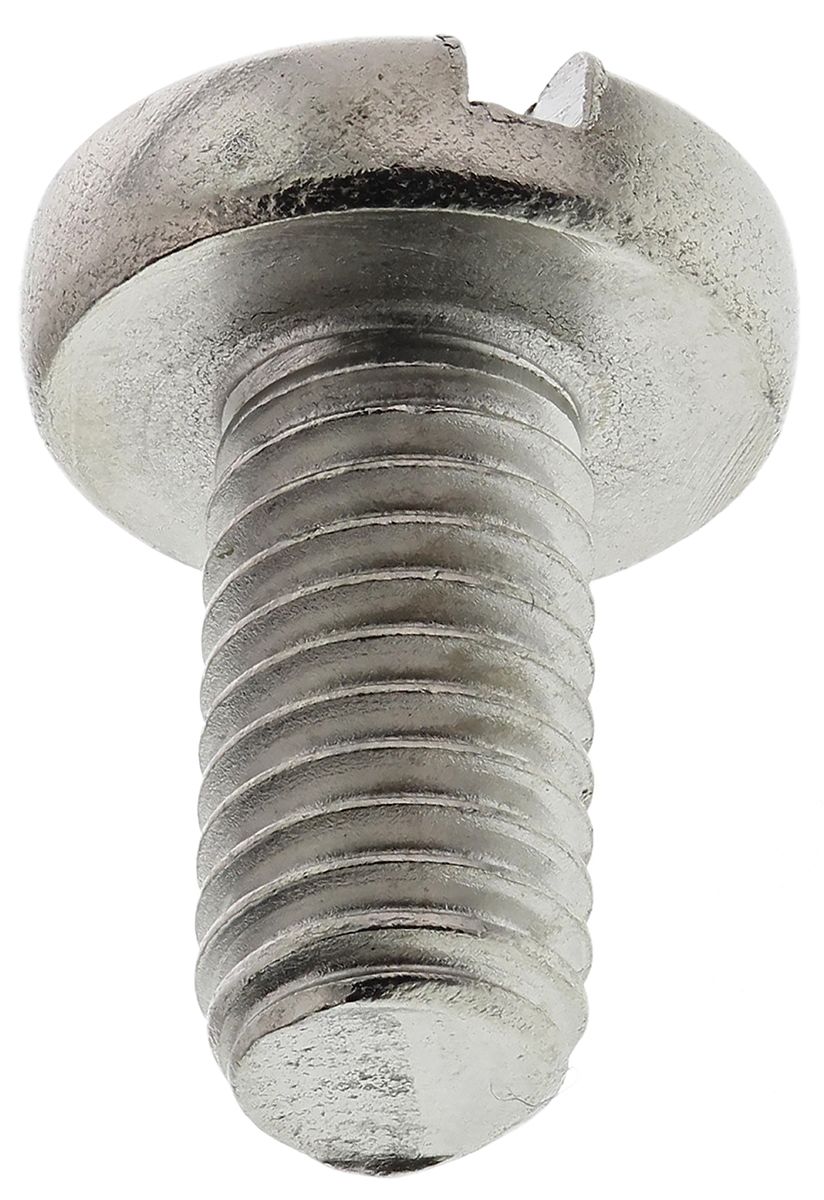 RS PRO Slot Pan A2 304 Stainless Steel Machine Screws DIN 85, M6x12mm