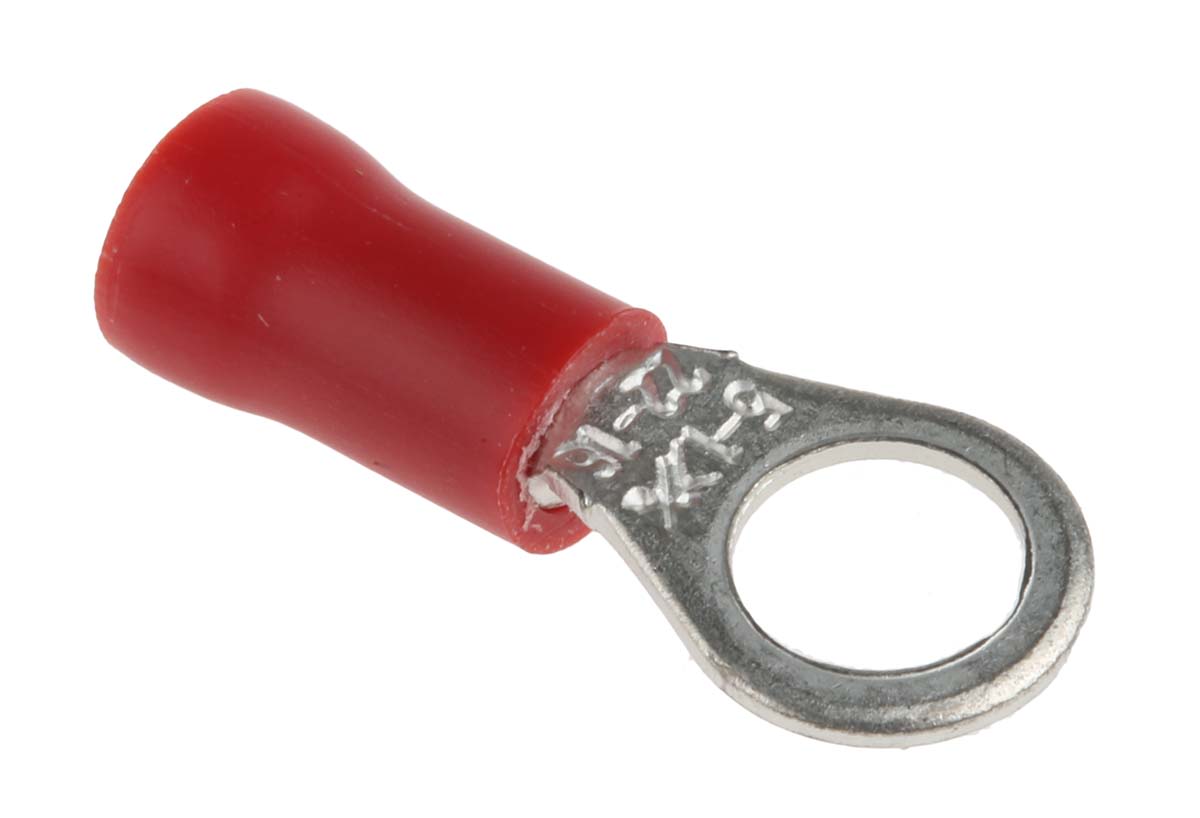RS PRO Insulated Ring Terminal, M5 Stud Size, 0.5mm² to 1.5mm² Wire Size, Red
