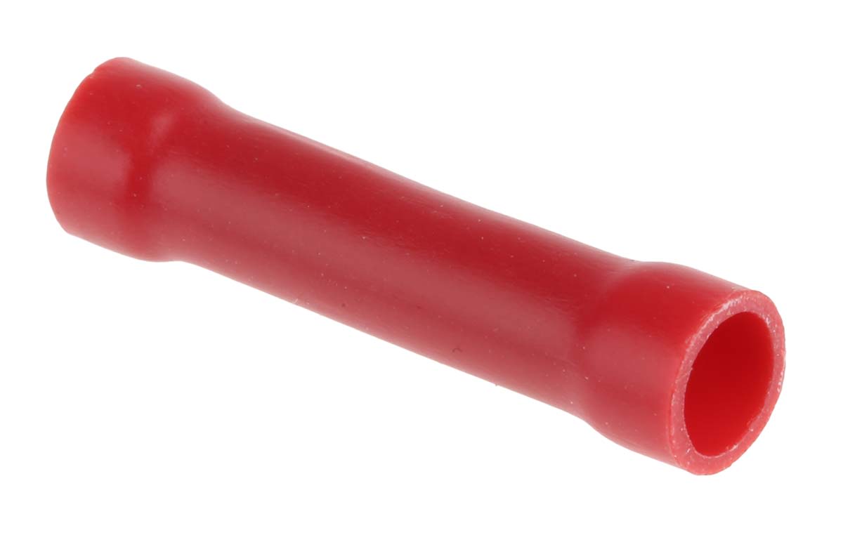 RS PRO Butt Splice Connector, Red, Insulated, Tin 22 → 16 AWG