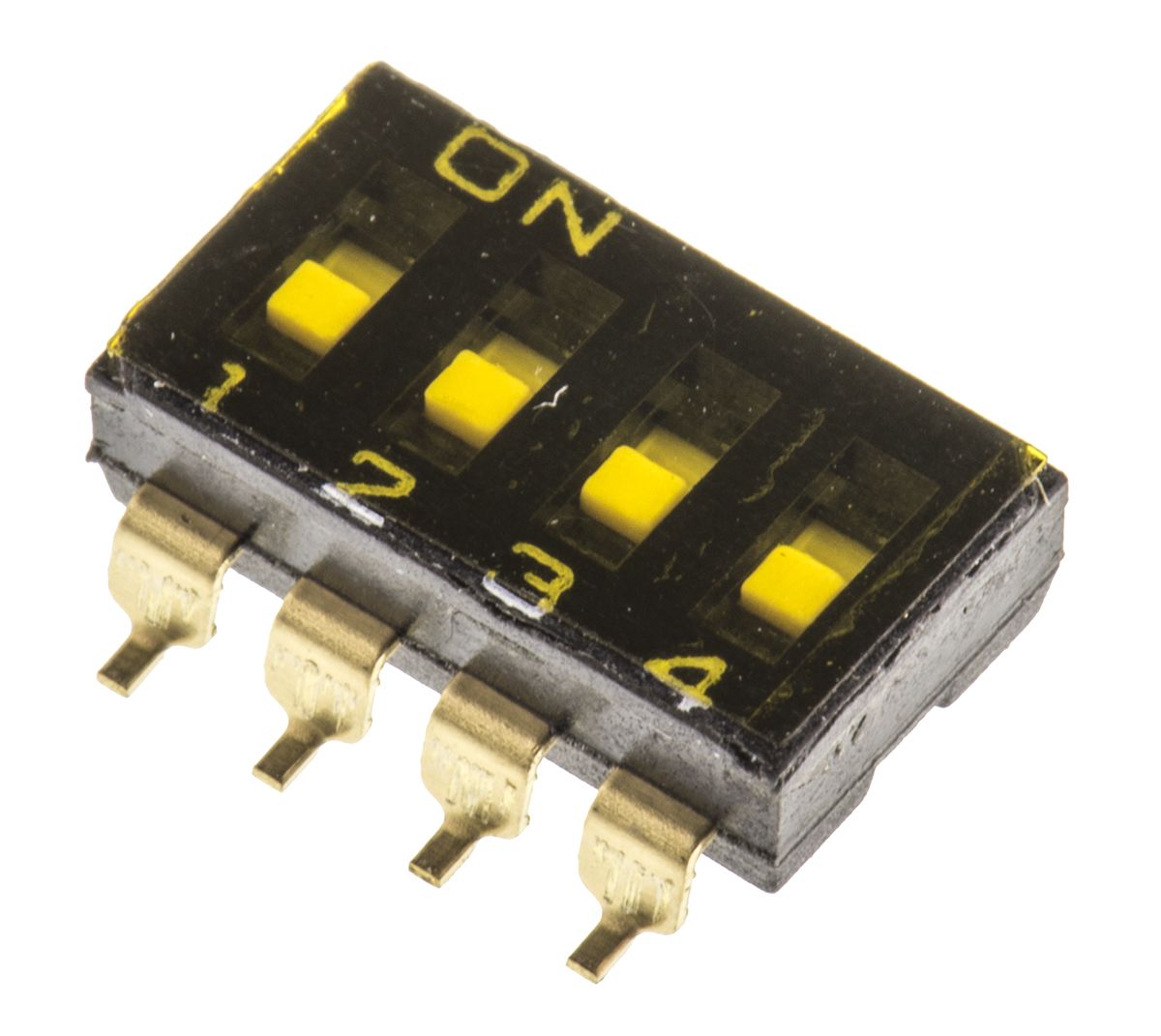 Omron DIP-Schalter Gleiter 4-stellig 4P, Kontakte vergoldet 25 mA @ 24 V dc, bis +70°C