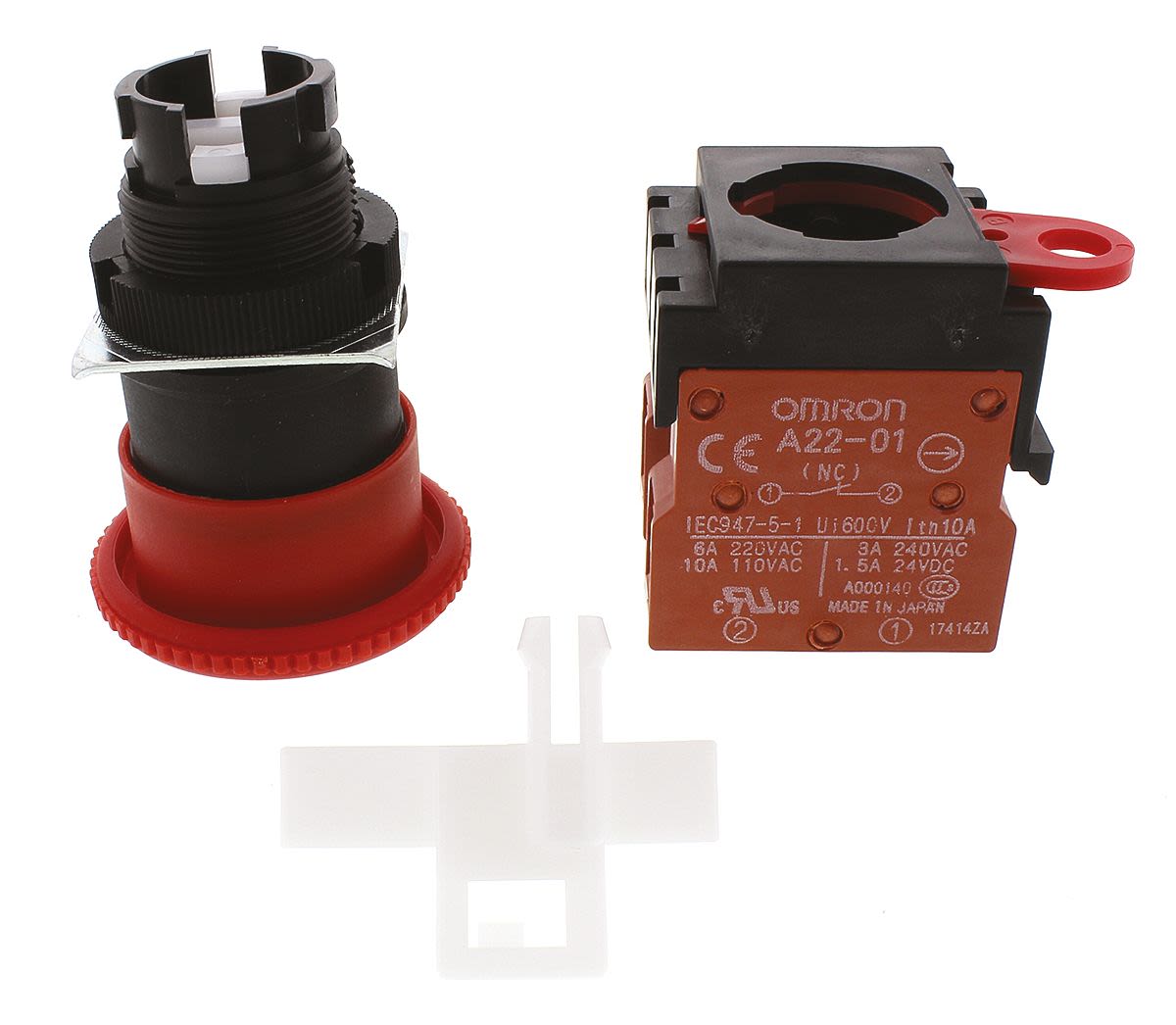 Omron A22E Series Red Emergency Stop Push Button, 2NC, Panel Mount, IP65