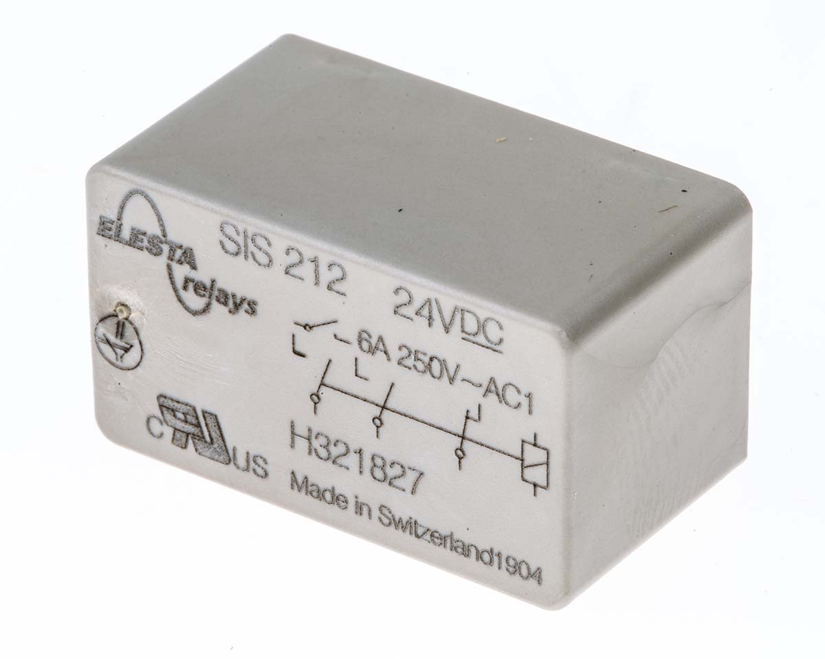 SIS 212 24VDC Elesta PCB Mount Force Guided Relay, 24V dc Coil