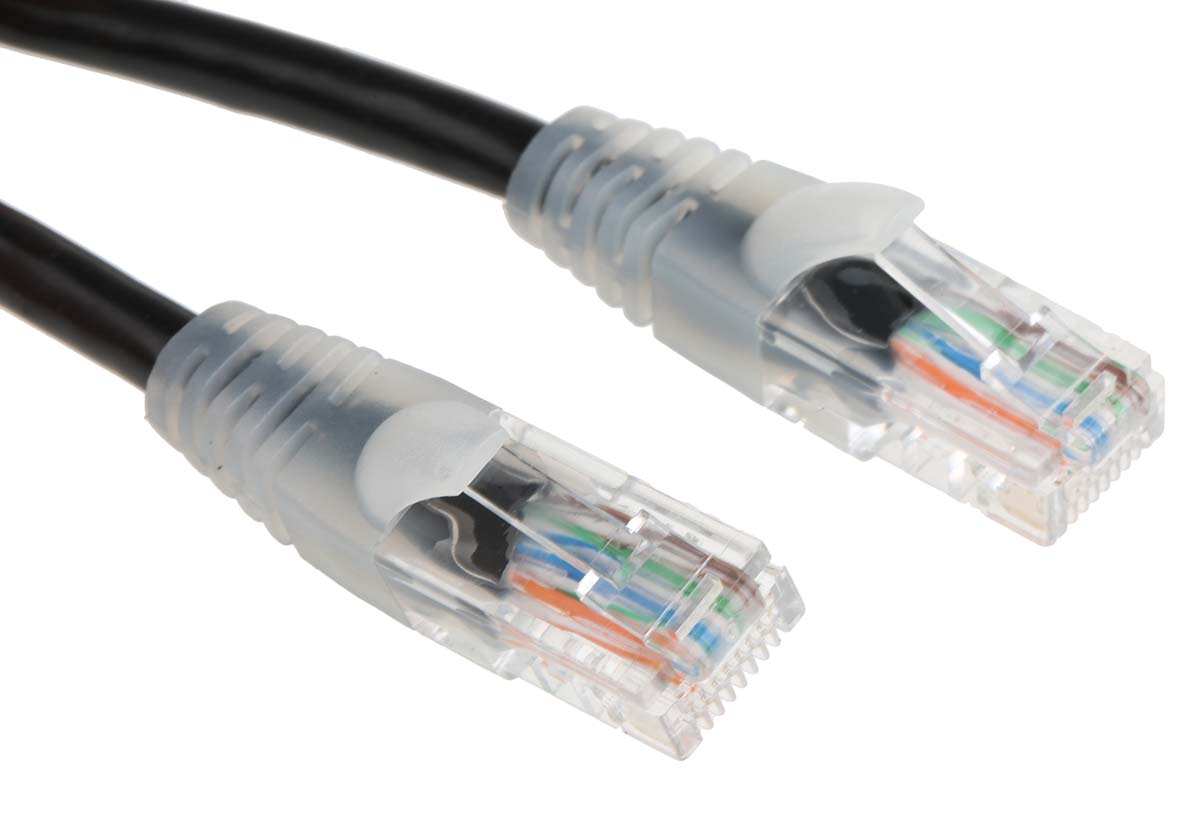 RS PRO Cat5e Ethernet Cable, RJ45 to RJ45, U/UTP Shield, Black PVC ...