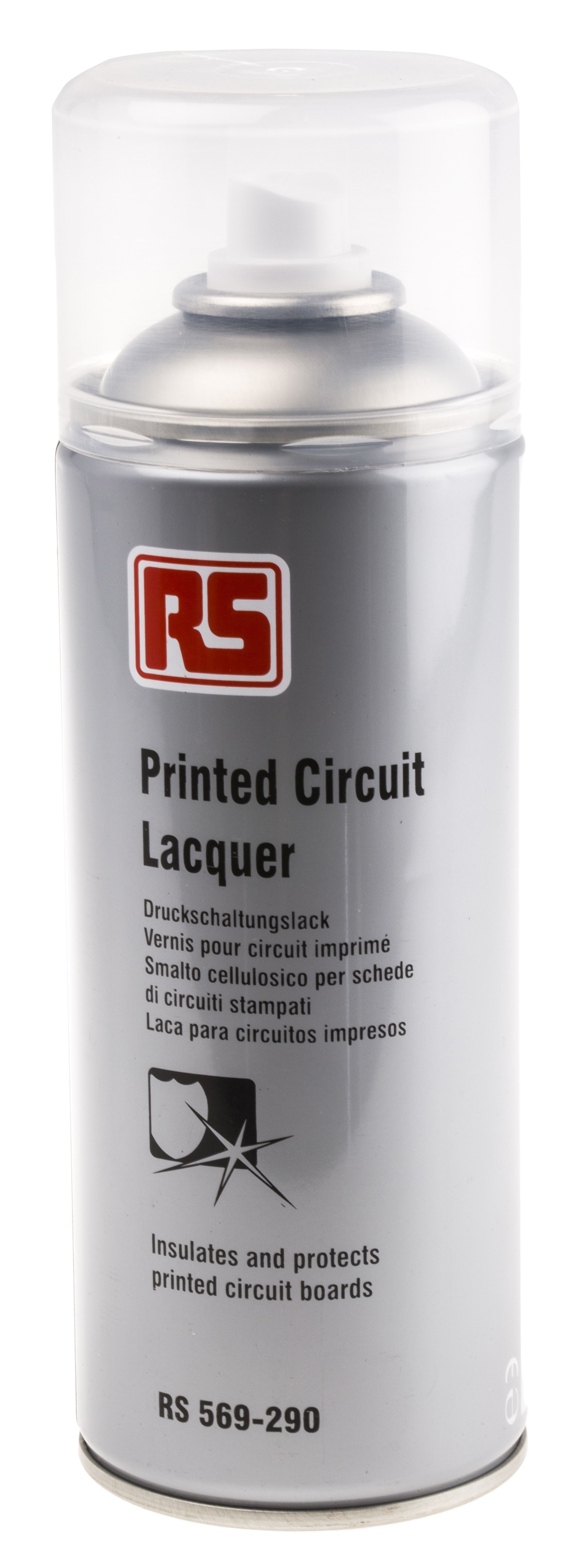 Laque pour circuit imprimé RS PRO, Acrylique, Transparent, Aérosol 400 ml