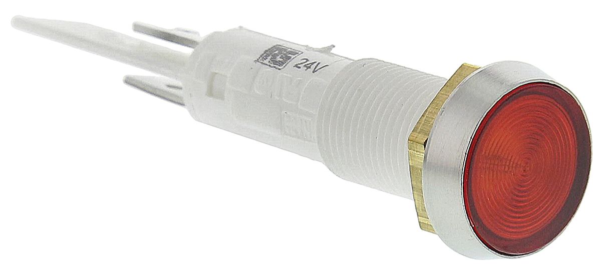 Indicatore Arcolectric (Bulgin) Ltd Rosso, 24V, A filo, foro da 10mm