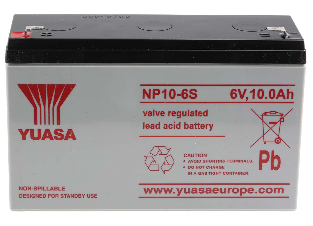 Yuasa 6V Faston F1 Sealed Lead Acid Battery, 10Ah