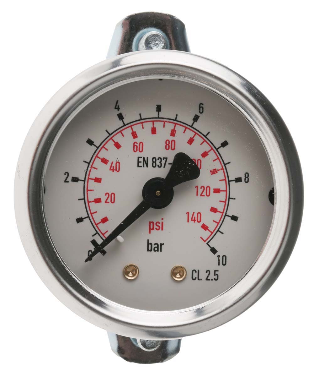 RS PRO Dial Pressure Gauge 10bar, UKAS, 0bar min.