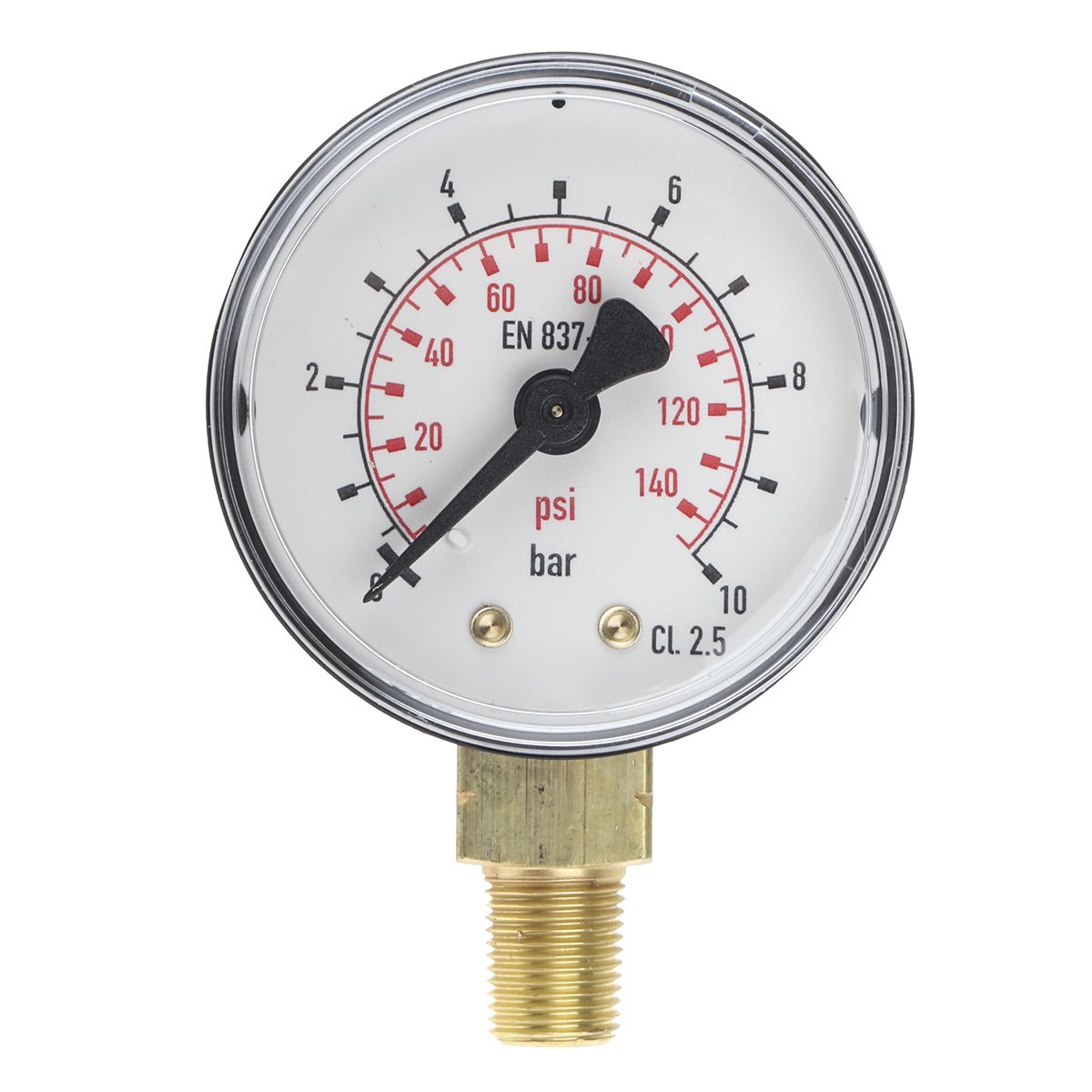 RS PRO Dial Pressure Gauge 10bar, UKAS, 0bar min.