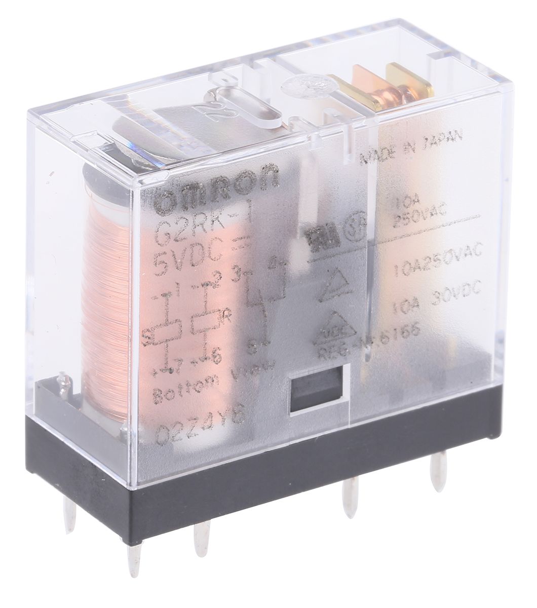 G2RK1 5DC Omron PCB Mount Latching Power Relay, 5V dc Coil, 5A