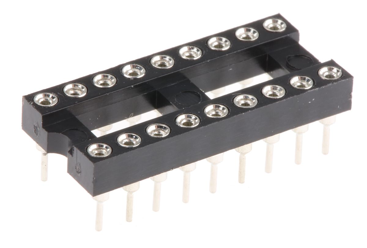 Winslow 2.54mm Pitch Vertical 18 Way, Through Hole Turned Pin Open Frame IC Dip Socket, 5A