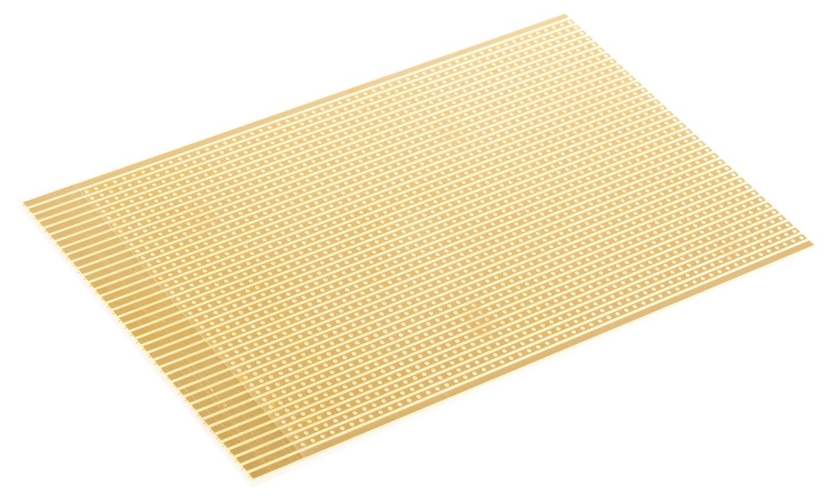RS PRO Single Sided Matrix Board FR2 1.02mm Holes, 2.54 x 2.54mm Pitch, 160 x 100 x 1.6mm