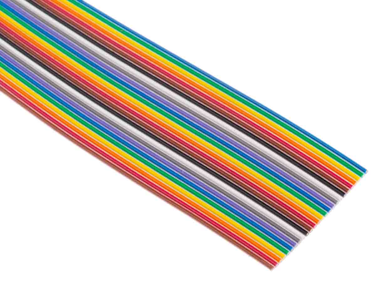 330226 100FT 3M 1.27mm 26 Way Flat Ribbon Cable, Multicoloured