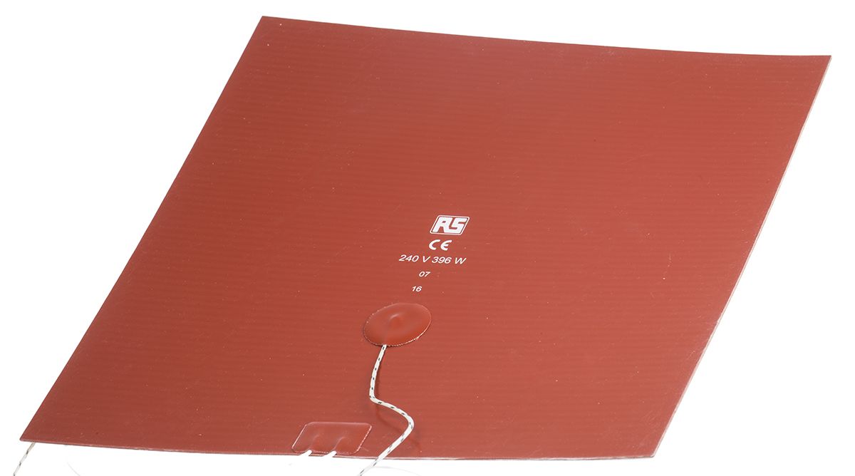 RS PRO Silicone Heater Mat, 396 W, 300 x 300mm, 240 V ac