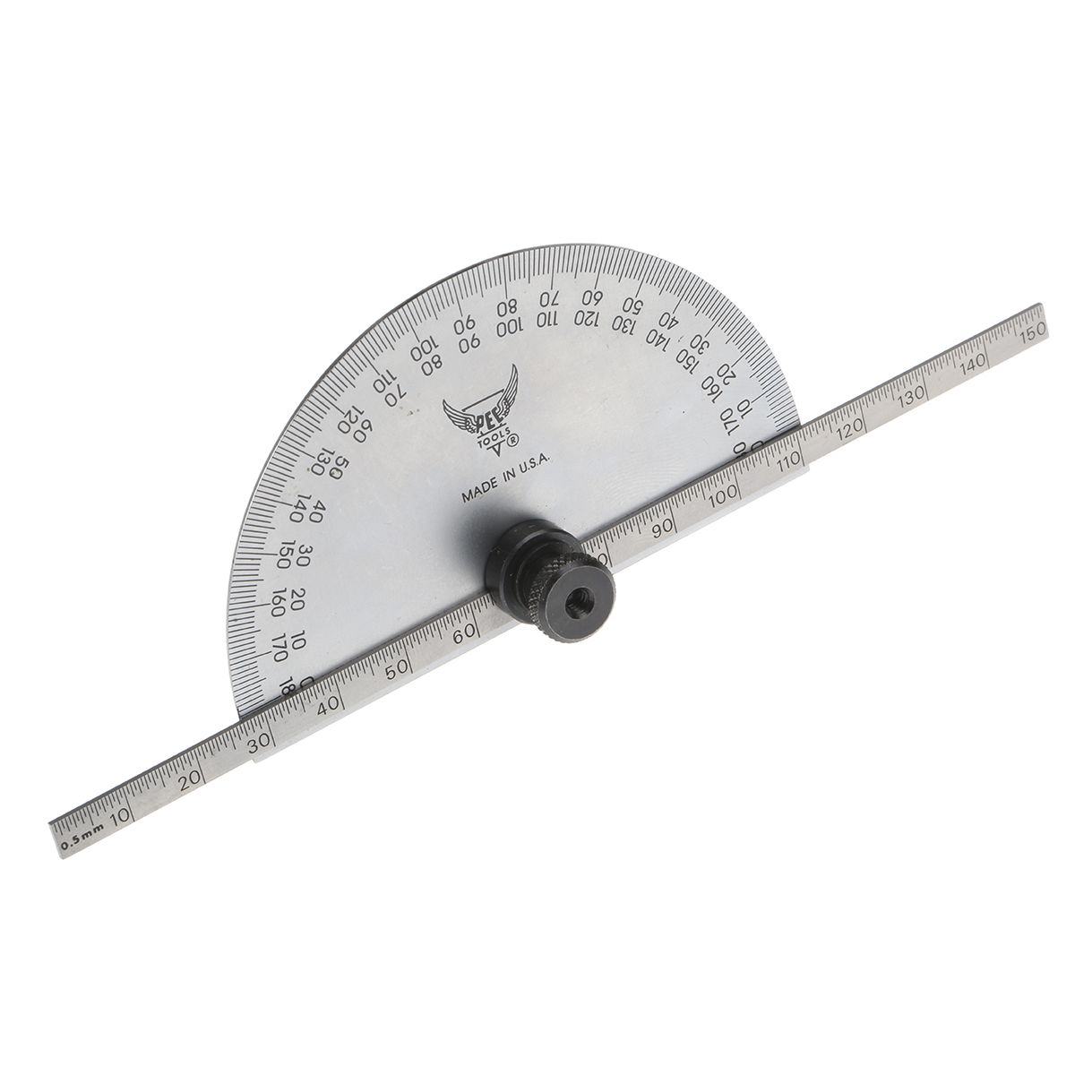RS PRO 180° Metric Bevel Protractor Head, 150 mm Tempered Steel Blade