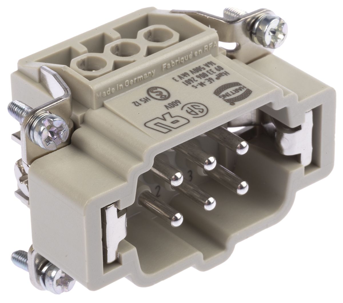 09330062601 HARTING Han E Heavy Duty Power Connector Insert, 6