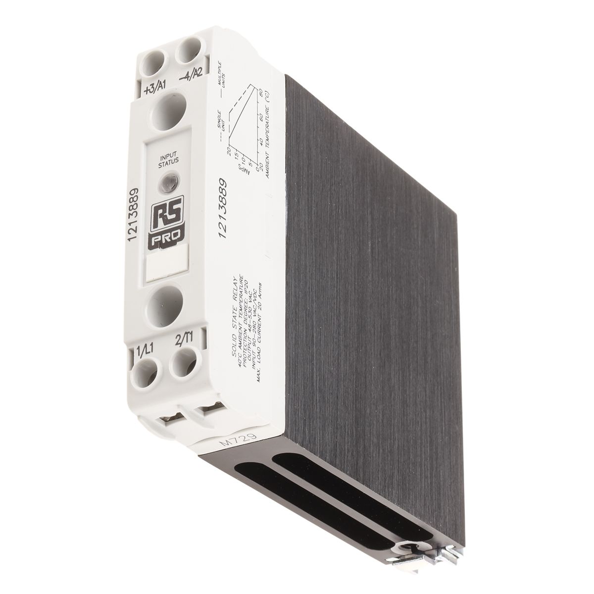 RS PRO DIN Rail Solid State Relay, 20 A Max. Load, 530 Vrms Max. Load, 280 V ac Max. Control