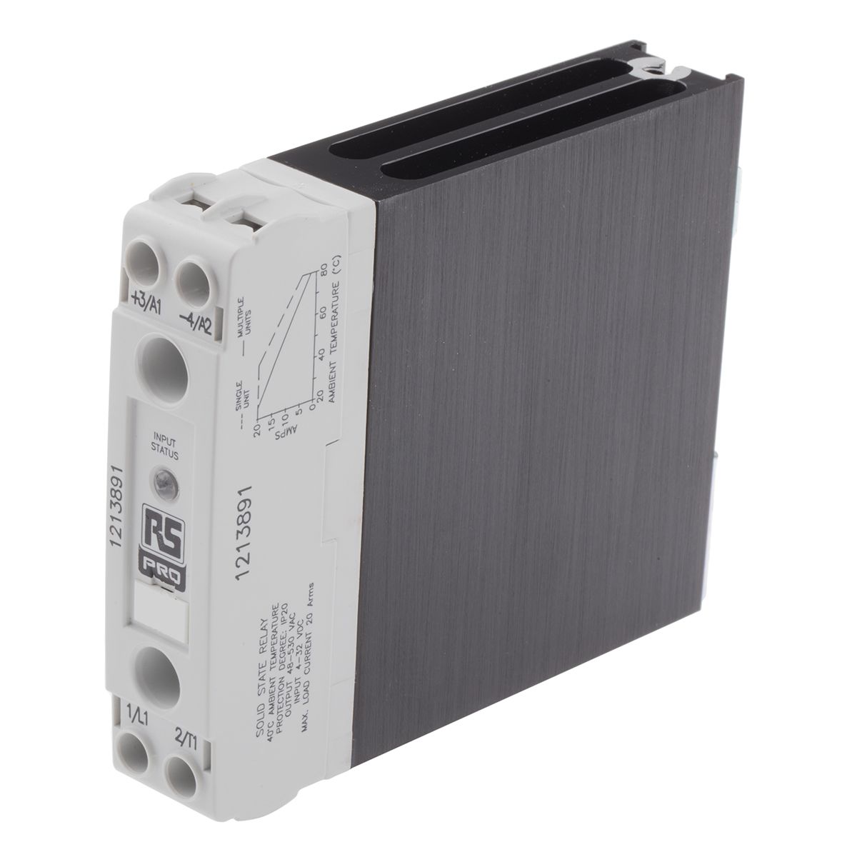 RS PRO DIN Rail Solid State Relay, 20 A Max. Load, 530 Vrms Max. Load, 32 V dc Max. Control