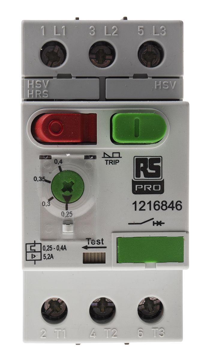 RS PRO 0.25 → 0.4 A Motor Protection Circuit Breaker