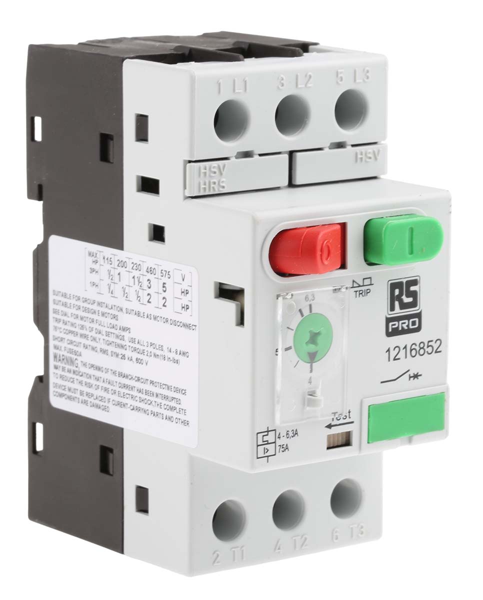 RS PRO 4 → 6.3 A Motor Protection Circuit Breaker