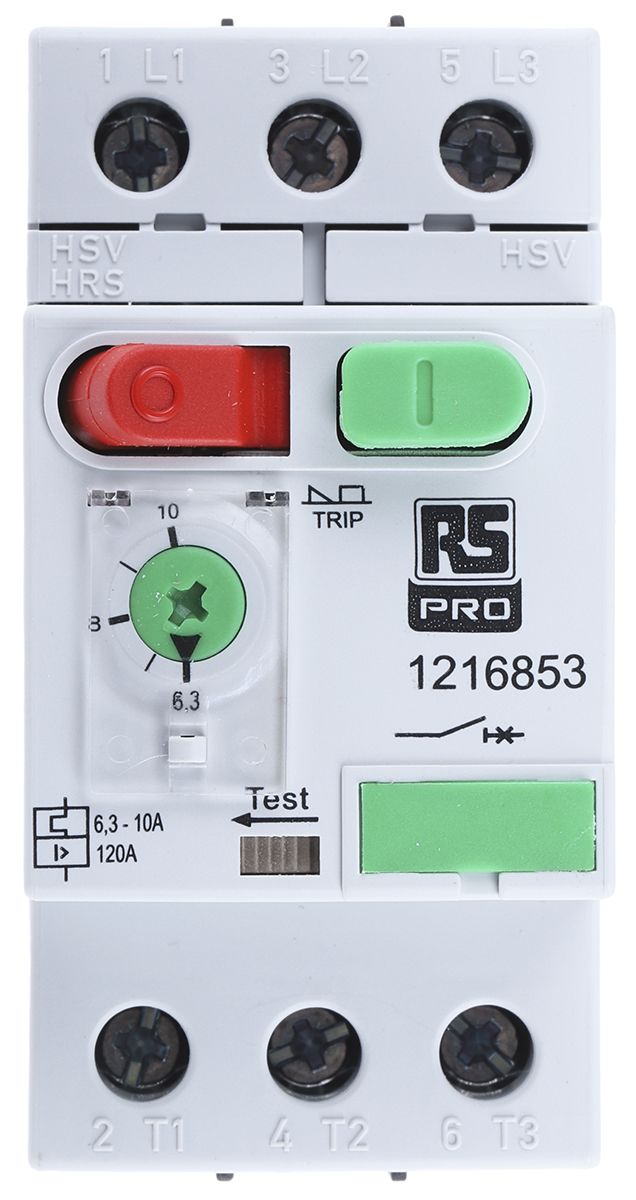 RS PRO 6.3 → 10 A Motor Protection Circuit Breaker