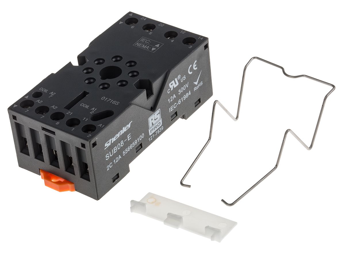 RS PRO Relay Socket for use with RS PRO RUB Relays 8 Pin, DIN Rail, 300V
