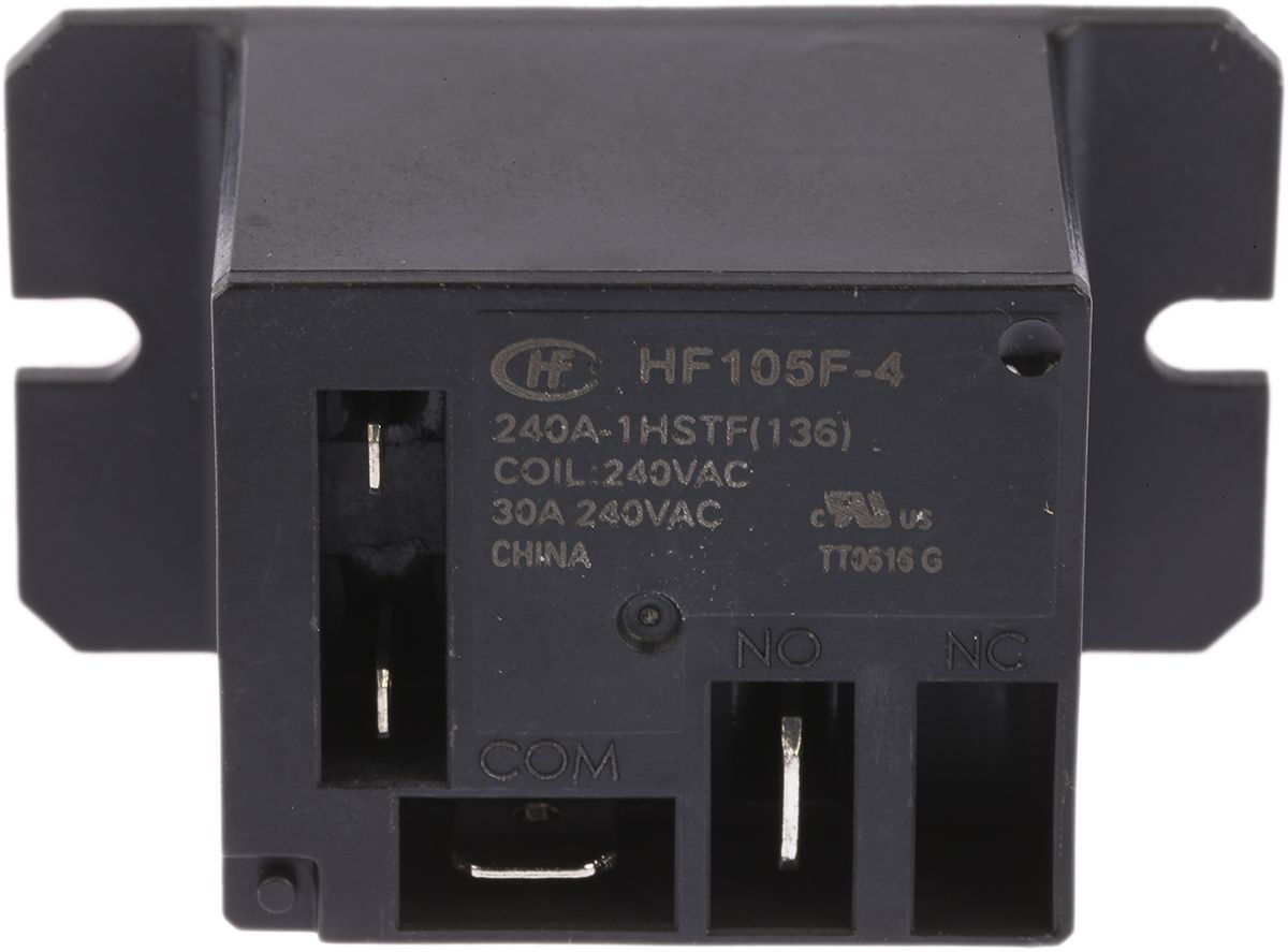 Hongfa Europe GMBH Flange Mount Power Relay, 240V ac Coil, 30A Switching Current, SPNO