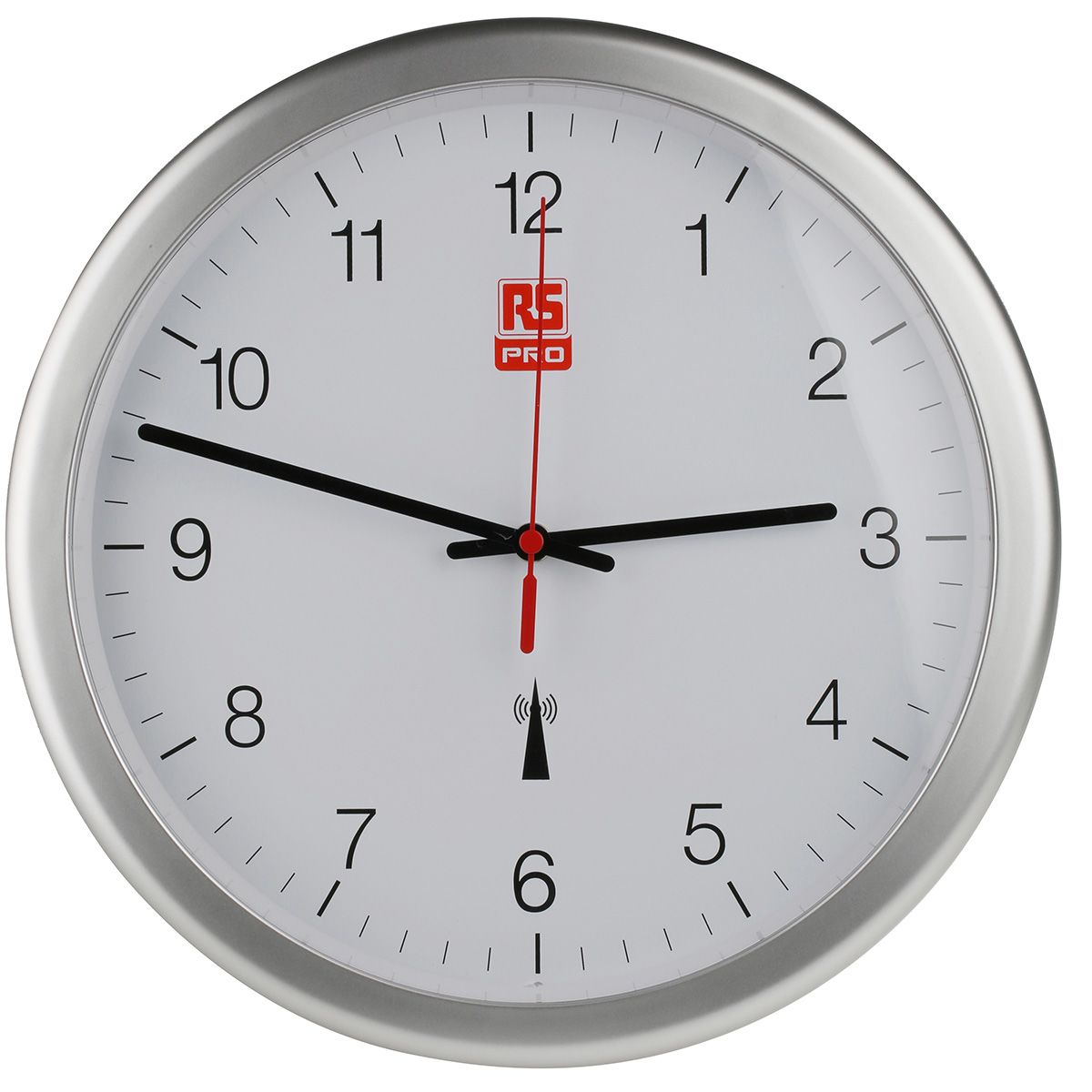 RS PRO Silver Radio Controlled Analogue Wall Clock, 300mm Diameter RS