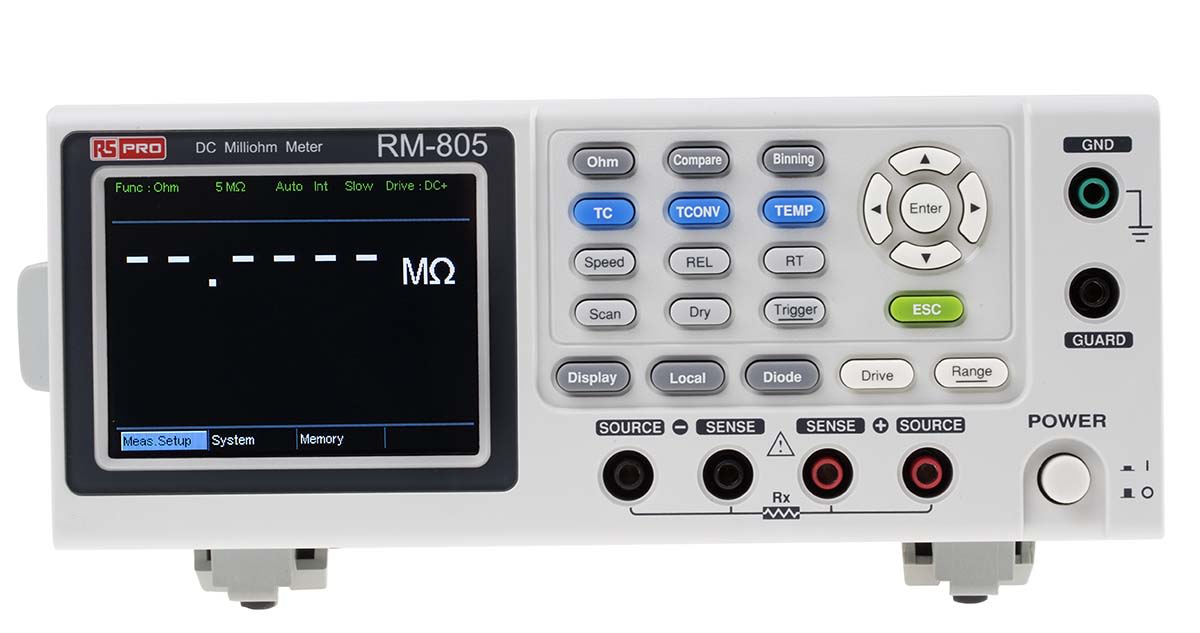 RS PRO RM-805 Ohmmeter, Maximum Resistance Measurement 5000 μΩ, Resistance Measurement Resolution 1μΩ, Measurement Type